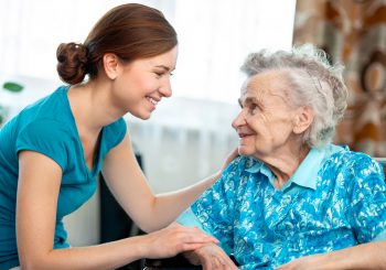 Caregiver and patient at home