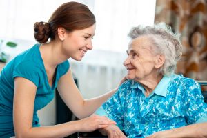 Caregiver and patient at home